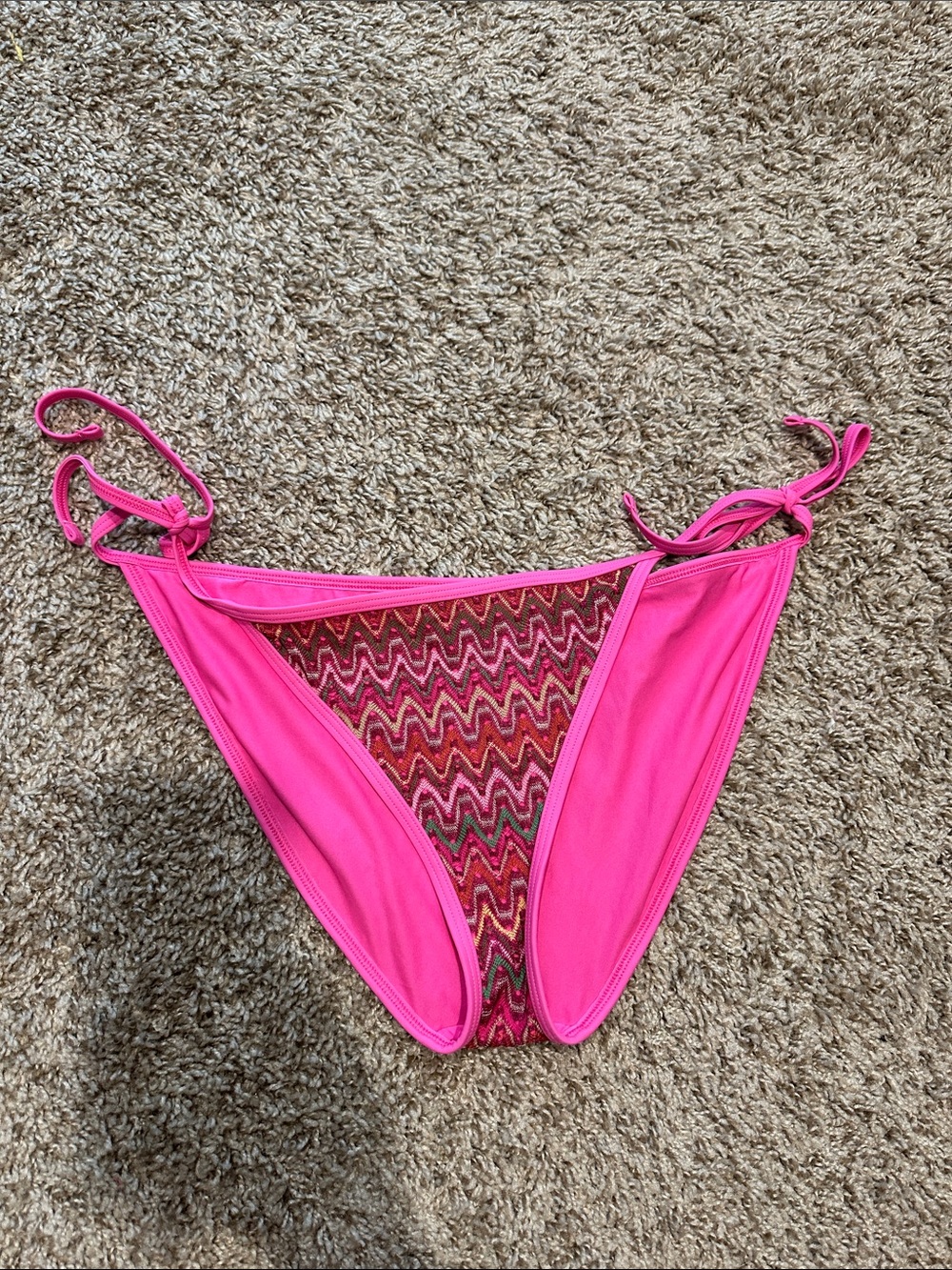 aerie Hot Pink Chevron-Panel Bikini Bottoms
